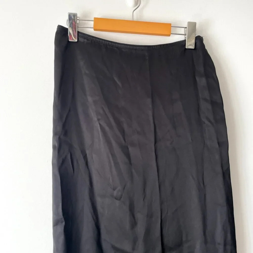 Zara Long Satin Effect Slip Maxi Skirt NWT Black Size Small - Picture 8 of 12